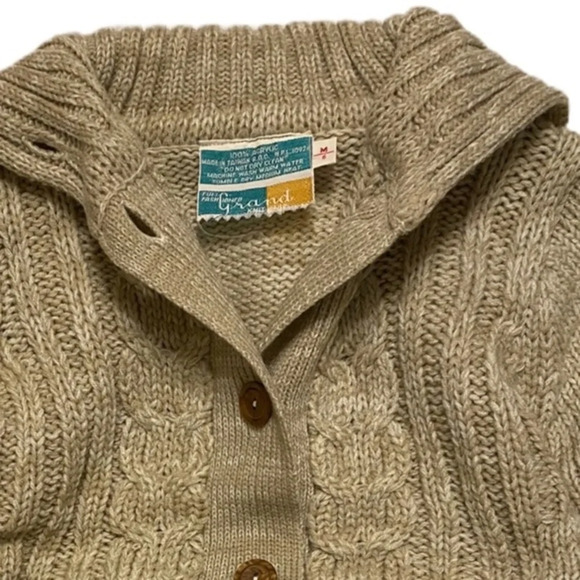 Grand Knitwear Sweater button down‎ oat​ NWT - Picture 3 of 15